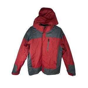 Hydro-Tech Technical Fabric System Mens Red & Gray Hooded Jacket Size L